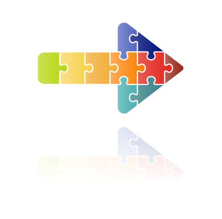 Allow icon by combination of colorful puzzleのイラスト素材