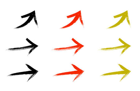 Arrow of Japanese style brush with Grange textureのイラスト素材