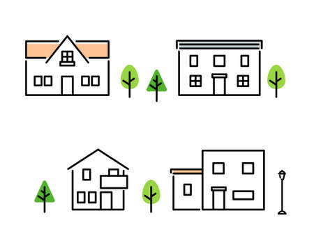 House and housing complex icon illustration and real estate imageのイラスト素材