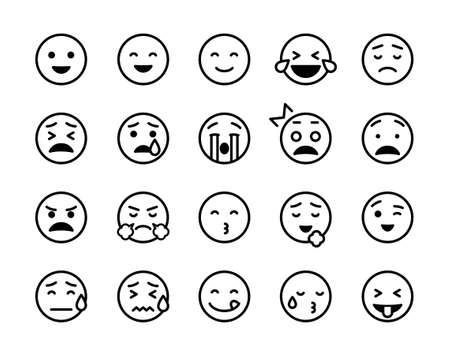 Smiley icon set with various facial expressionのイラスト素材