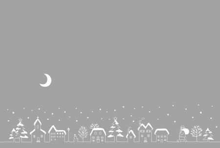 Winter town with snow and Santa Clausのイラスト素材