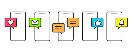 Set of smart phone and sns and web iconのイラスト素材