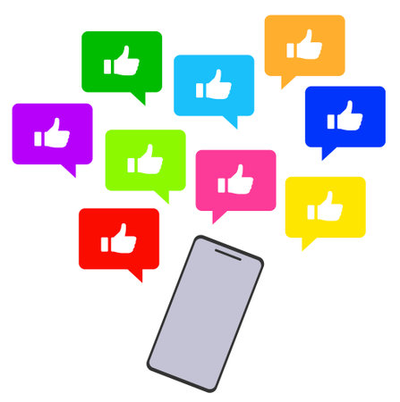 Set of smart phone and sns and like iconのイラスト素材