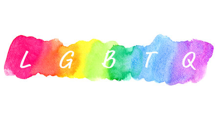 LGBTQ title material with watercolor rainbow backgroundの写真素材