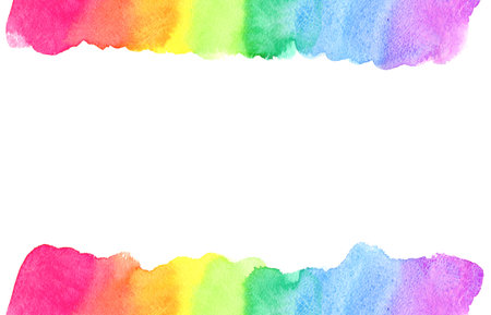 rainbow frame background by watercolorの写真素材