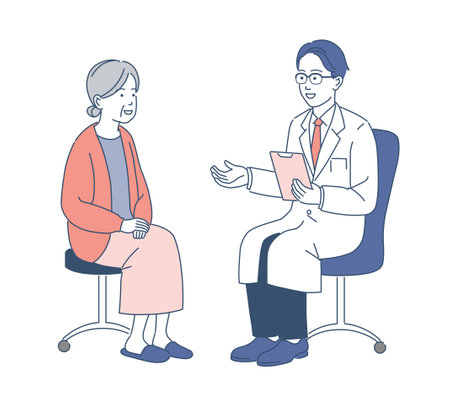 Doctor examining and elderly womanのイラスト素材
