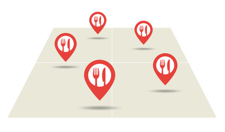 Map pointer and cafe and restaurant iconのイラスト素材