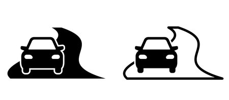 s curve road and car icon setのイラスト素材