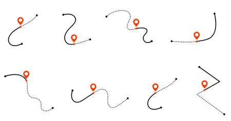 Pointer icon showing location and route on mapのイラスト素材