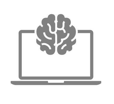 Laptop and AI brain icon setのイラスト素材