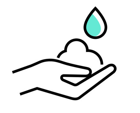 Hygiene management, hand washing line drawing iconのイラスト素材