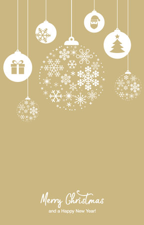 Snowflake Christmas balls and Christmas card Templateのイラスト素材