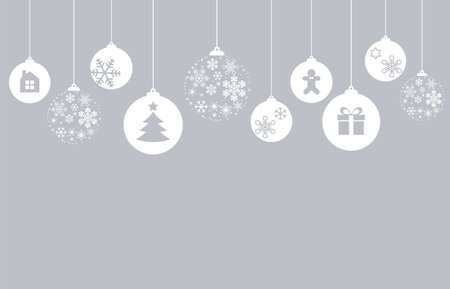 Snowflake Christmas balls and Christmas card Templateのイラスト素材