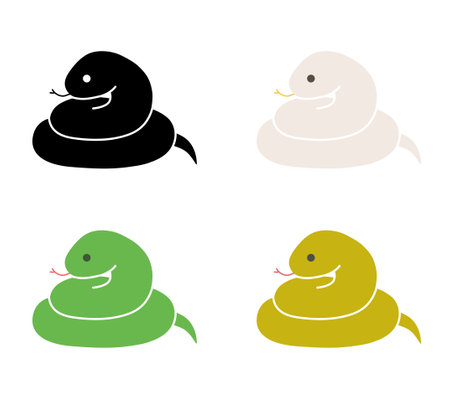 Silhouette of a coiled snake setのイラスト素材