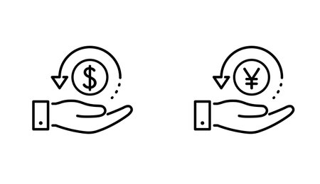 Cashback icon with hand and currencyのイラスト素材