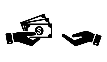 Icon of hand paying with dollar billのイラスト素材