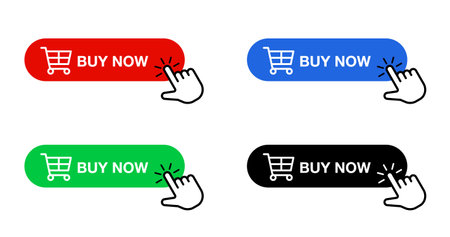 shopping button icon with cart and handのイラスト素材