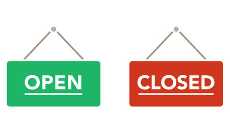 Open and closed sign icon setのイラスト素材