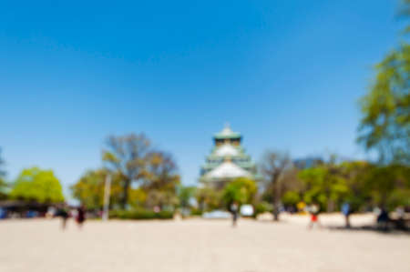 Blur Osaka castle in japanの写真素材