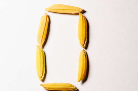Rice set to symbol number zeroの写真素材