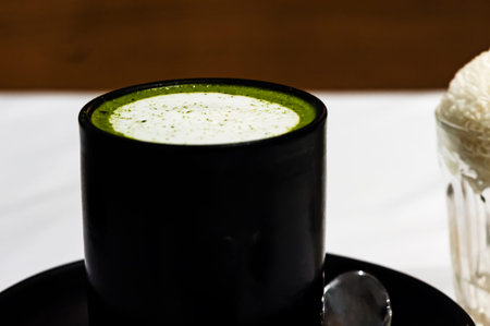 Green tea on table
