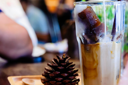 Ice coffee with milk .の写真素材