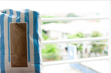 Bag on tableの写真素材