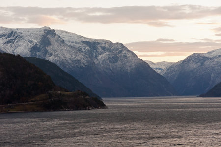 Landscape winter season in norwayの写真素材