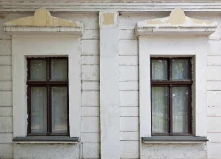 Two windows city architectural photo outside shotの写真素材