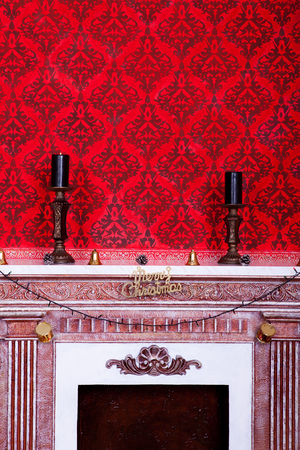 Christimas  interior in red vintage room studio shotの写真素材