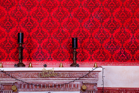 Christimas  interior in red vintage room studio shotの写真素材