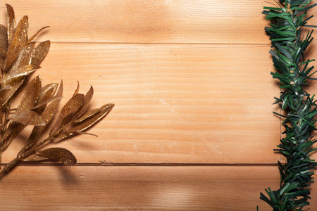 Christmas decoration on a piece of wood studio shooting