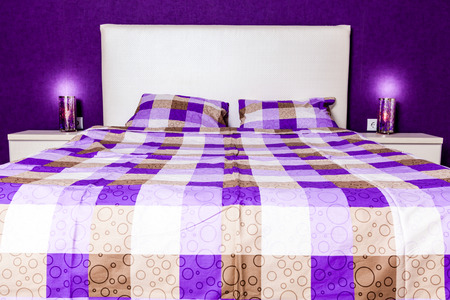 Modern bedroom interior design. Professional lighting. Home sweet home. Comfyの写真素材