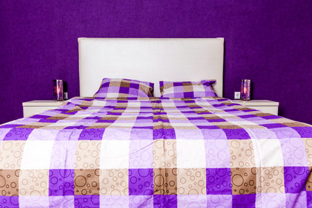 Modern bedroom interior design. Professional lighting. Home sweet home. Comfyの写真素材