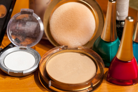 Cosmetic powder close up shot. Products and cosmeticsの写真素材
