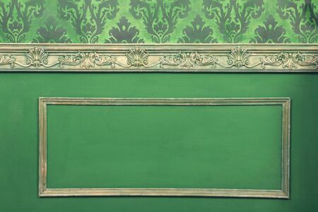 Retro interior from rococo period in green style. Vintage details of retro rich homeの写真素材