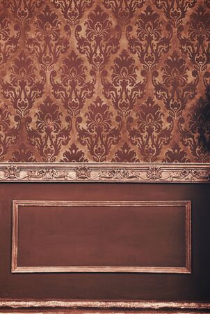 Rich interior retro room with vintage patterns. Rich antique retro room. Brown vintage roomの写真素材