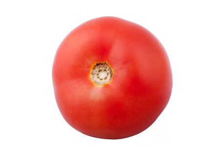 Fresh healthy tomato isolated over white backgorund. Raw food and healthy dietの写真素材