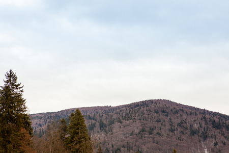 Landscape of mountains and clouds in winterの写真素材