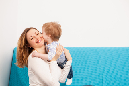 Mother and happy child having fun time toghether. Family lifestyleの写真素材