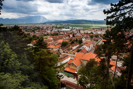 Panorama over a mountain city in the sping. Traveling and architectureの写真素材