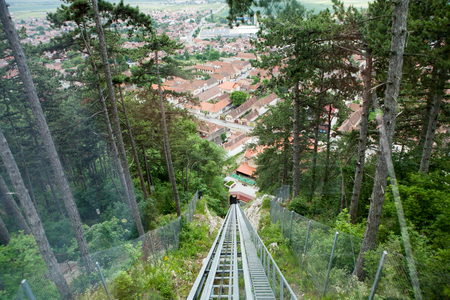 Beautiful Panorama over a mountain city in the sping. Traveling and architectureの写真素材