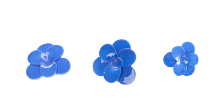 Vintage blue brooch on white background. fashionable chic elegant accessoryの写真素材