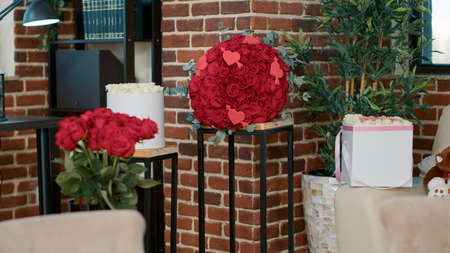 Empty space filled with valentines day romantic presents to show love and affection on love holiday....