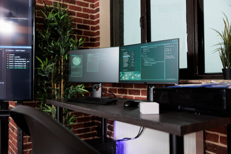 Image of two computer screens displaying software data information and integrated algorithms....
