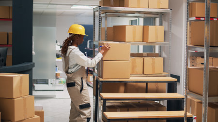 Team of people planning shipment with products