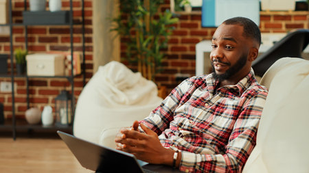 Patient in online consultation with psychologist, asking for advice in online meeting session,...