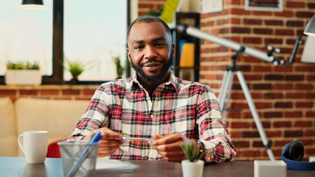 Therapist remotely working from home listening to client problems during video call. Psychologist in...