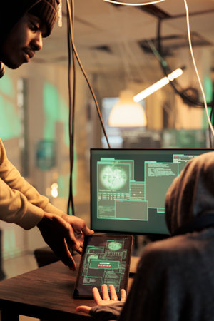 Unsuccessful database password cracking by hackers, trying to cause malware on computer system. Having denied server access after planting trojan virus, failing to hack database.の写真素材