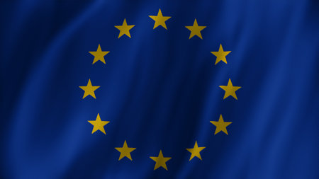 3D rendering of European Union flag used as symbol of representative democracy alliance...